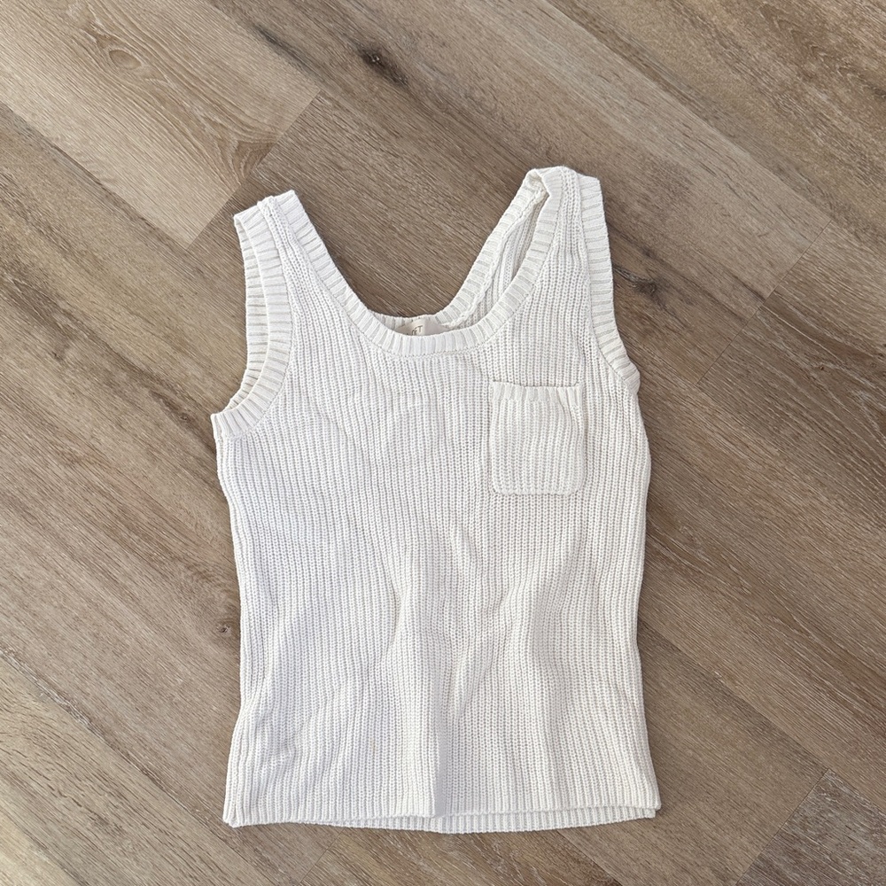 LOFT Cream Ribbed sweater Tank Top